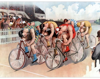 1895 Bicycle Racing Fine Art Print - Digitally Remastered Fine Art Print / Poster