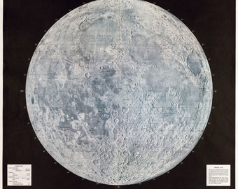 1966 USAF Moon Map DIGITAL DOWNLOAD Nasa Apollo Program Era Lunar Earthside Hemisphere Air Force Lunar Reference Mosaic