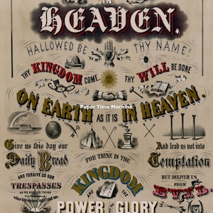 Lord&#39;s Prayer Our Father Digitally Remastered Antique Christian Artwork Print Digital Download