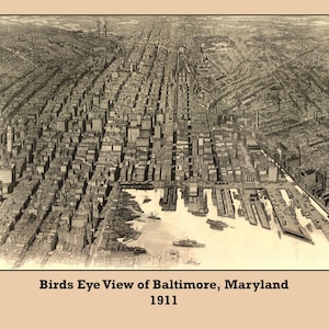 Baltimore Maryland 1911 Vogelperspektive Panoramakarte digital remastered Poster digitalherunterladen