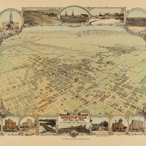 Bakersfield Kalifornien 1901 Vogelperspektive Panoramakarte digital remastered Poster digitaler Download