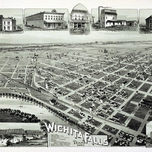 WICHITA FALLS TEXAS 1890 Vogelperspektive Panoramakarte digital remastered Poster digitaler Download