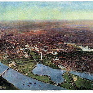 Washington DC 1916 Vogelperspektive Panoramakarte digital remastered Poster digitaler Download