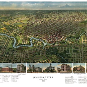 Houston Texas 1891 Vogelperspektive Panoramakarte digital remastered Poster digitaler Download