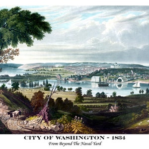 1834 Vogelperspektive von Washington DC - digital remastered Fine Art Print digitaldownload