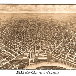 1912 Vogelperspektive von Montgomery Alabama digitaler Download Vintage antike Panoramakarte