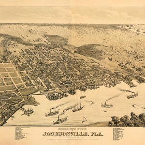 Jacksonville Florida 1876 Vogelperspektive Panoramakarte digital remastered Poster digitaler Download