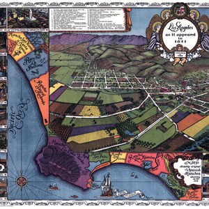 Los Angeles Kalifornien 1871 Vogelperspektive Panoramakarte digital remastered Poster digitaler Download