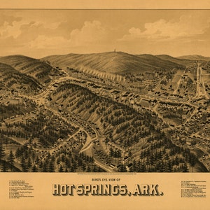 HOT SPRINGS ARKANSAS 1888 Vogelperspektive Panoramakarte digital remastered Poster Digital Download