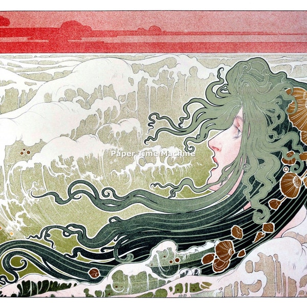 Henri Privat-Livemont THE WAVE - Digitally Remastered Fine Art Print / Poster Digital Download