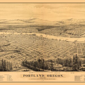 Portland Oregon 1879 Vogelperspektive Panoramakarte digital remastered Poster digitaler Download