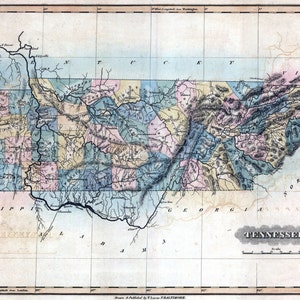 1826 MAP of Tennessee DIGITAL DOWNLOAD State of Tennessee