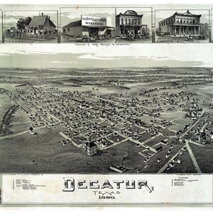 Decatur Texas 1890 Vogelperspektive Panoramakarte digital remastered Poster digitaler Download