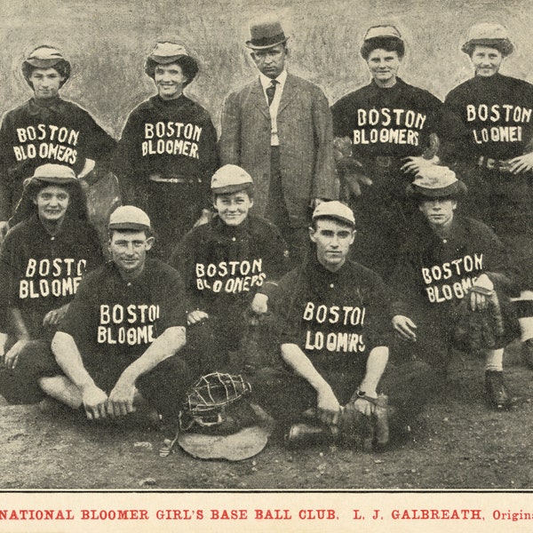 Boston Bloomers Women's Baseball Team Digitally Remastered Fine Art Print Digital Download