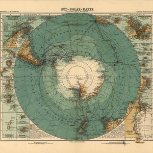 1912 Map of Antarctica & South Pole Digitally Remastered Antique Map