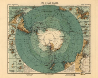 1912 Map of Antarctica & South Pole Digitally Remastered Antique Map