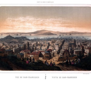 San Francisco Kalifornien 1860 Vogelperspektive Panoramakarte digital remastered Poster digitaler Download