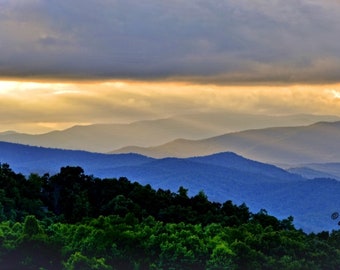 10 x 20 ,Blue Ridge Mountains, Smoky Mountains, Nature, Mountain Landscape, Mountain Photography, Panoramic Mountain, Wall Art Print