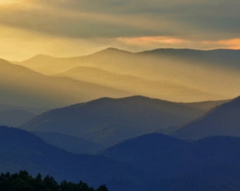 Blue Ridge,North Carolina,Mountain,Smoky Mountains,Mountain Sunset,Mountain Photo,Sunset Photo,Nature Photography, Landscape Photo,12x36