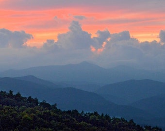 Blue Ridge Parkway, Mountain photography, Smokies, Sunset, Mountain sunset, North Carolina, 10 x 20, Smoky Mt, Nature photo,landscape