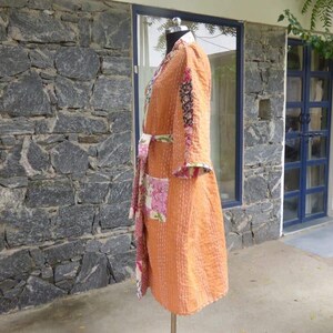 Handcrafted Kantha Quilted Kimono Jacket, Long Cotton Boho Robe, Vintage Patchwork Kantha Coat, Women Winter Warm Loungewear Bathrobe...
