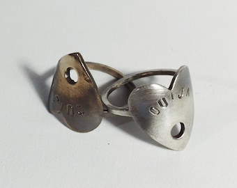 Ouija Planchette Ring // hand fabricated oracle ring / bronze or sterling silver / hand stamped engraved lettering // Mod Evil