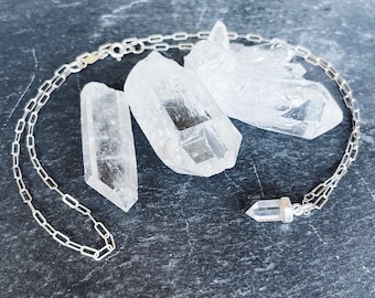 Clear Quartz Mini Crystal Point Pendant // The Stone that Amplifies - Clear Quartz for Cleansing and Balance // Mod Evil