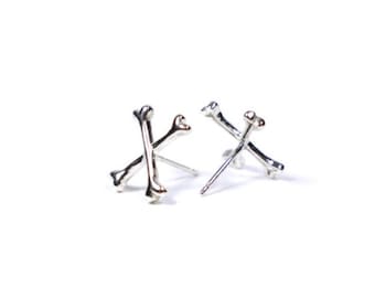 Crossed Bones // sterling silver or 14k gold vermeil // handmade stud earrings // from Mod Evil