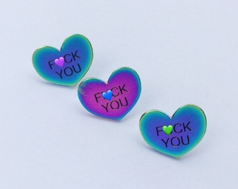 FVCK YOU // anti-valentine enamel pin // lapel pin // Gold or Rainbow // from Mod Evil // mature