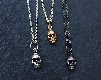 Memento Mori // Micro Skull Necklace // petite skull charm // available in sterling silver or gold vermeil // Séance from Mod Evil
