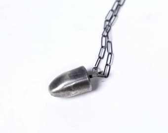 Missed Me // solid sterling silver bullet unisex pendant // from Mod Evil