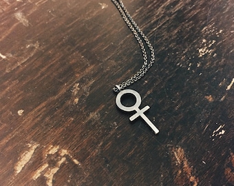 Dark Sister // solid sterling silver Venus symbol necklace pendant // Mod Evil