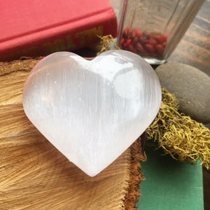 Selenite Heart | Selenite Pocket Stone | Selenite Palm Stone | Crystal Palm Stone | Polished Crystal Heart | Gemstone Heart