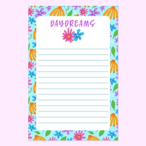 Flower Notepad | Tear Off Notepad | Simple Notepad | To Do List | Memo Pad | Floral Stationery | Wildflower Notepad | Garden Notepad