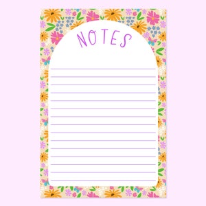 Flower Notepad | Tear Off Notepad | Simple Notepad | To Do List | Memo Pad | Floral Stationery | Wildflower Notepad | Garden Notepad