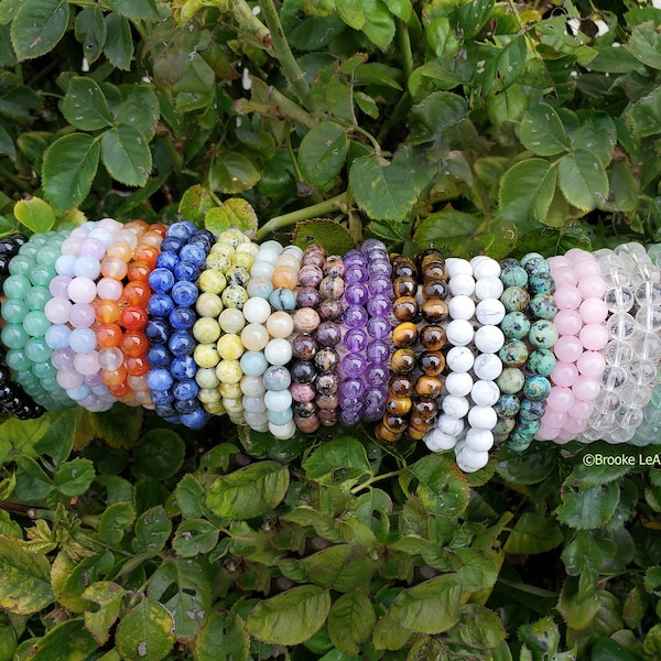 8mm Crystal Bracelet | Genuine Gemstone Stacking Jewelry