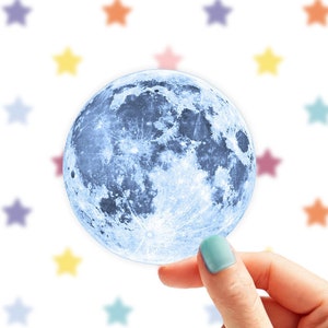 Full Moon Sticker, Moon Laptop Vinyl Cute Waterproof Tumbler Car Bumper  Waterbottle Aesthetic Label Wall Decal Stickers 