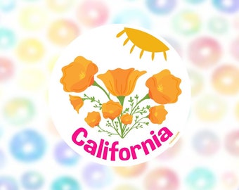 California Poppy Sticker | Matte Vinyl Travel Decal