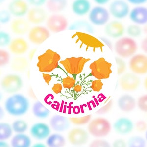 California Sticker | California Vinyl Sticker for Laptop | Travel Sticker | California Poppy Sticker | State Sticker | CA Sticker