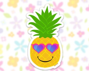 Happy Pineapple Sunglasses Sticker | Summer Vinyl Decal