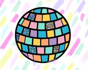 Holographic Disco Ball Sticker | Rainbow Glitter Prism, 3 inch