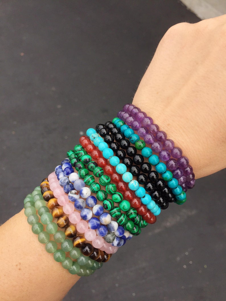 Crystal Stacking Bracelets 6mm. Genuine Crystal Bracelets. Etsy