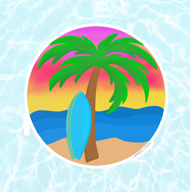 Beach Sticker Decal Vinyl Stickers for Laptops Beach Car Etsy