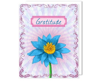 Thank You Greeting Card - Note card - Stationery - Thank You Card - Gratitude Card  - Lotus Flower - Appreciation
