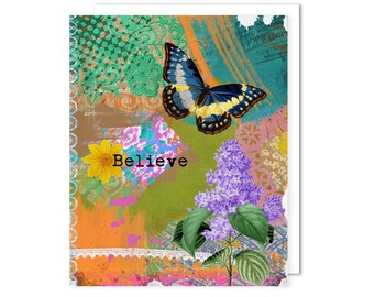 Butterfly Greeting Card Handmade - Note Card - Birthday Card - Encouragement - Stationery - Gift for Her - Snail Mail - Everyday Card