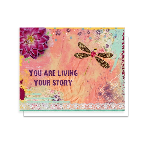 Dragonfly Greeting Card Handmade - Note card - Birthday Card - Anniversary Card - Dragonfly Inspiring Quote Greeting Card - Stationery