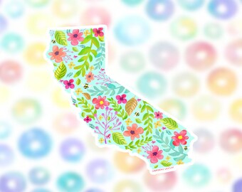 Floral California Sticker | Waterproof Vinyl Decal