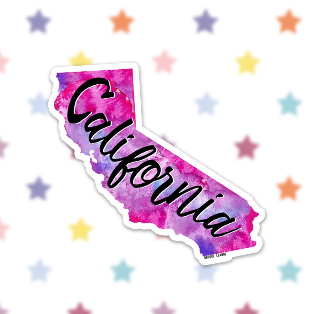 California Vinyl Sticker | Pink Watercolor State Pride Decal - Etsy