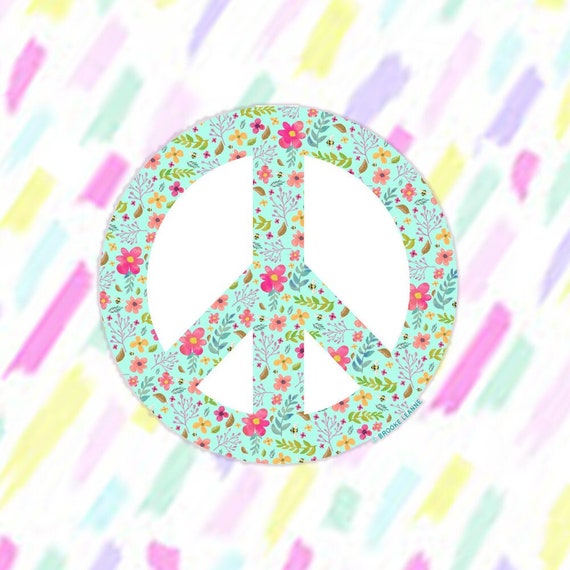 Floral Peace Sign Sticker | Boho Hippie Car Decal