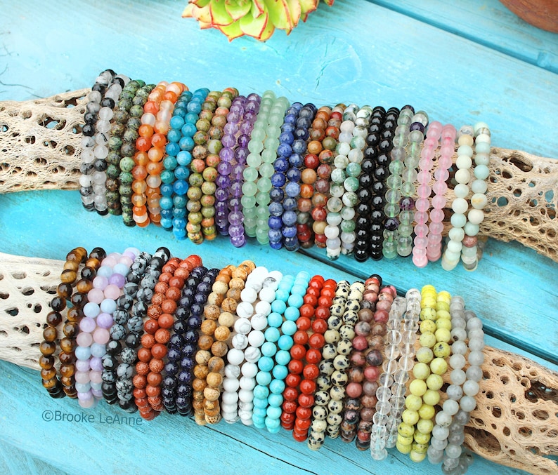Crystal Bracelets 6mm | Genuine Crystal Bracelet | Crystal Healing Bracelets | Stacking Gemstone Bracelets | Crystal Jewelry | Women Jewelry